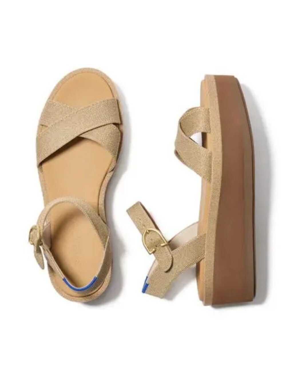 Rothy's Criss-Cross Wedge Platform Ankle Strap Sandal in Aurora Sz. 9.5